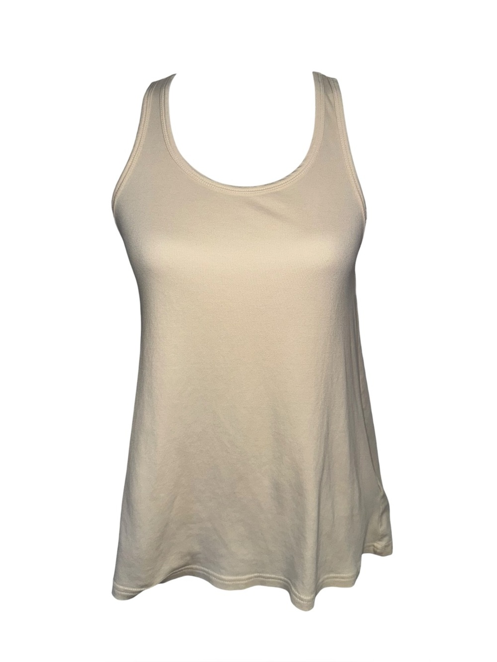 Lauren Ralph Lauren Cream Ribbed Front Tank Top Small Stretch Cotton